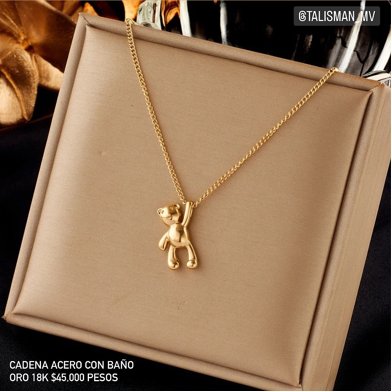 Cadena acero con baño oro 18k