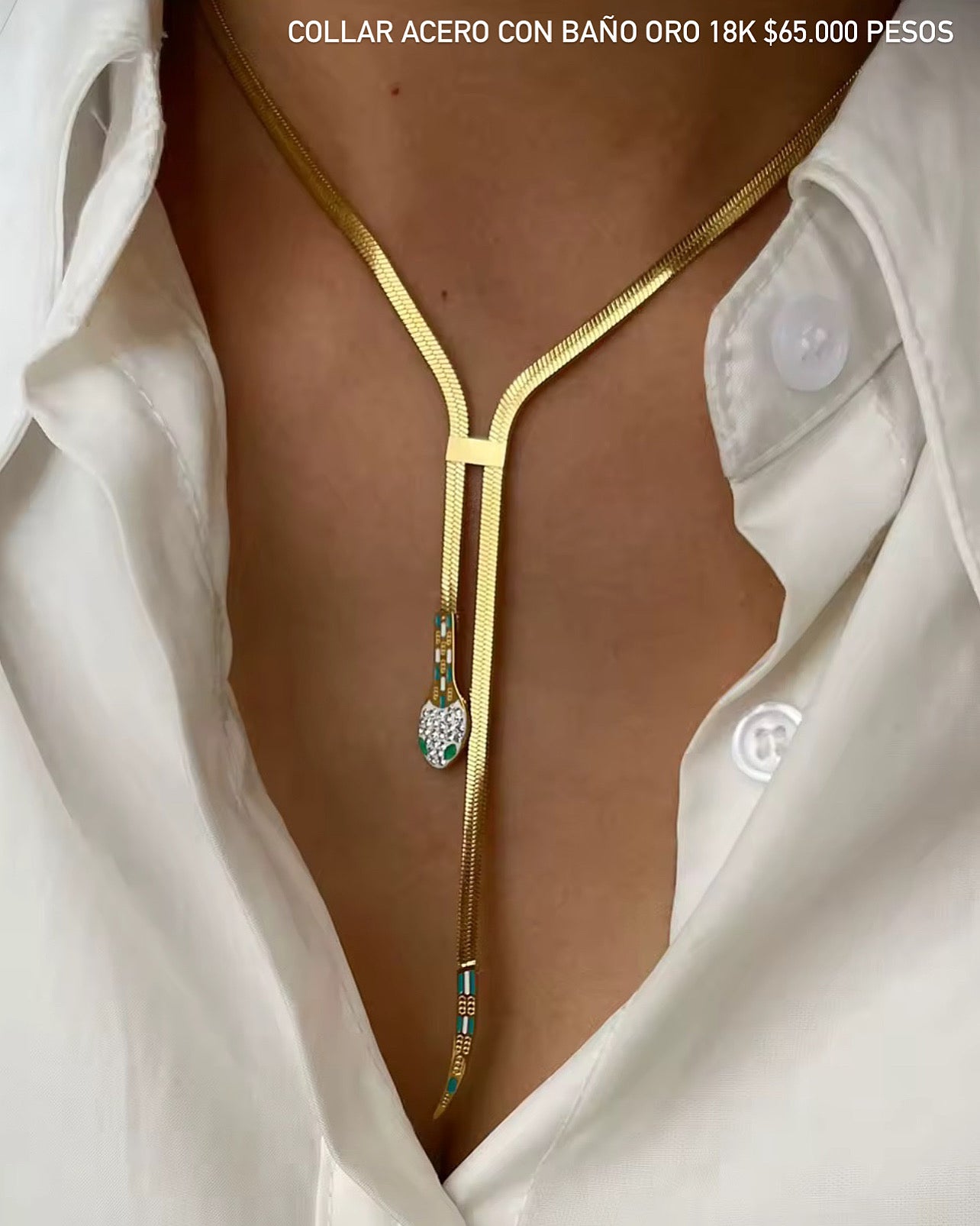 Collar acero con baño oro 18k