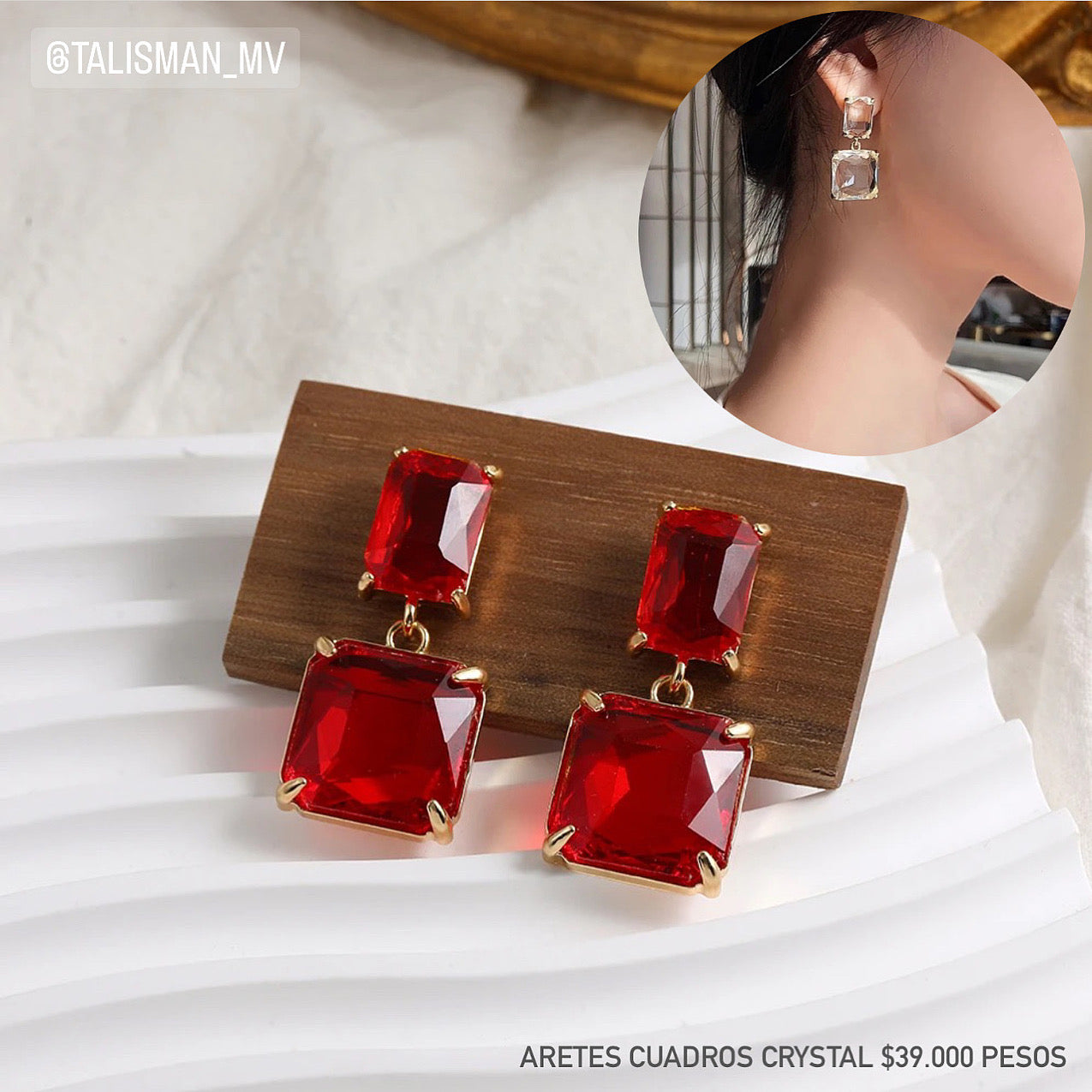 Aretes cuadros crystales