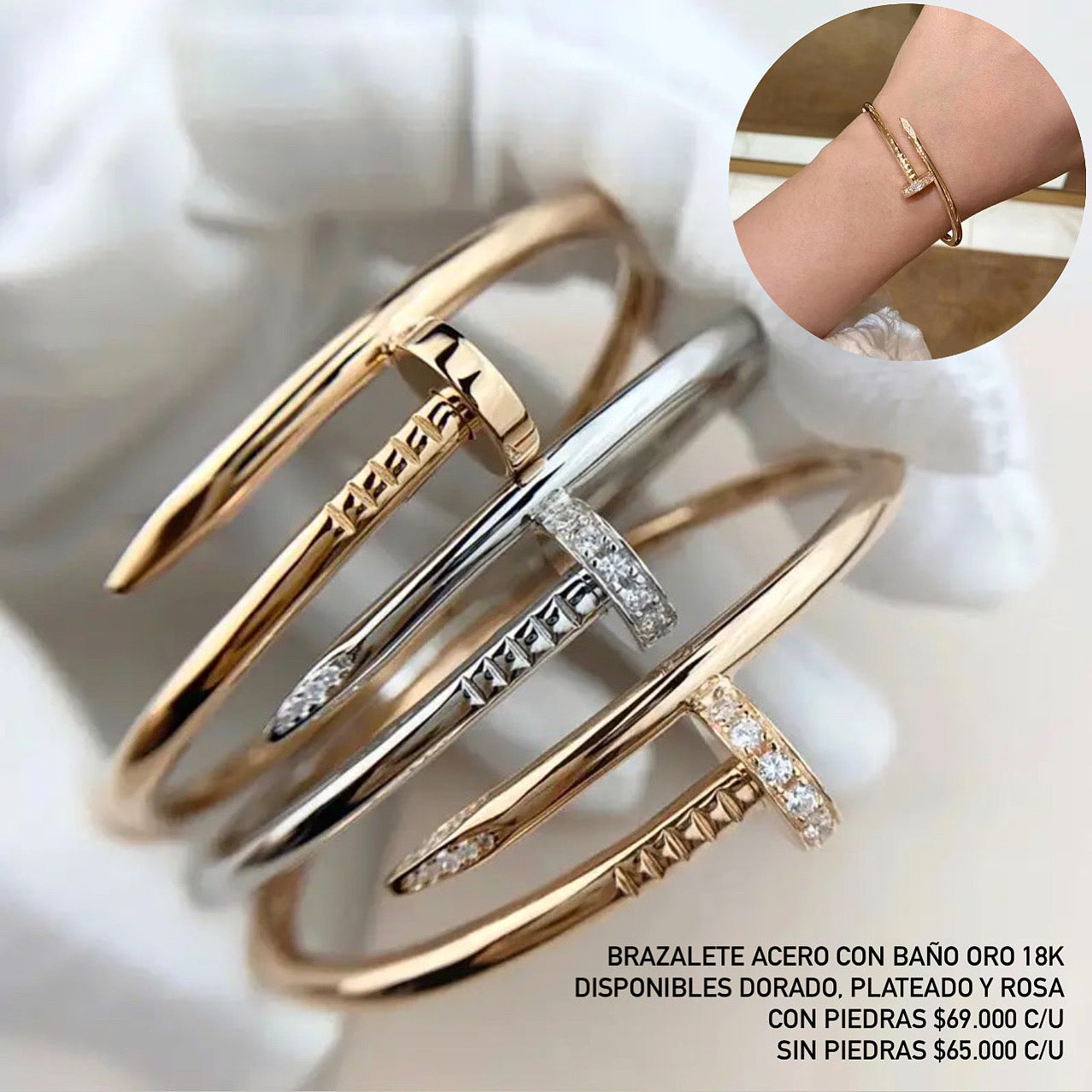 Brazalete clavo sencillo acero inoxidable