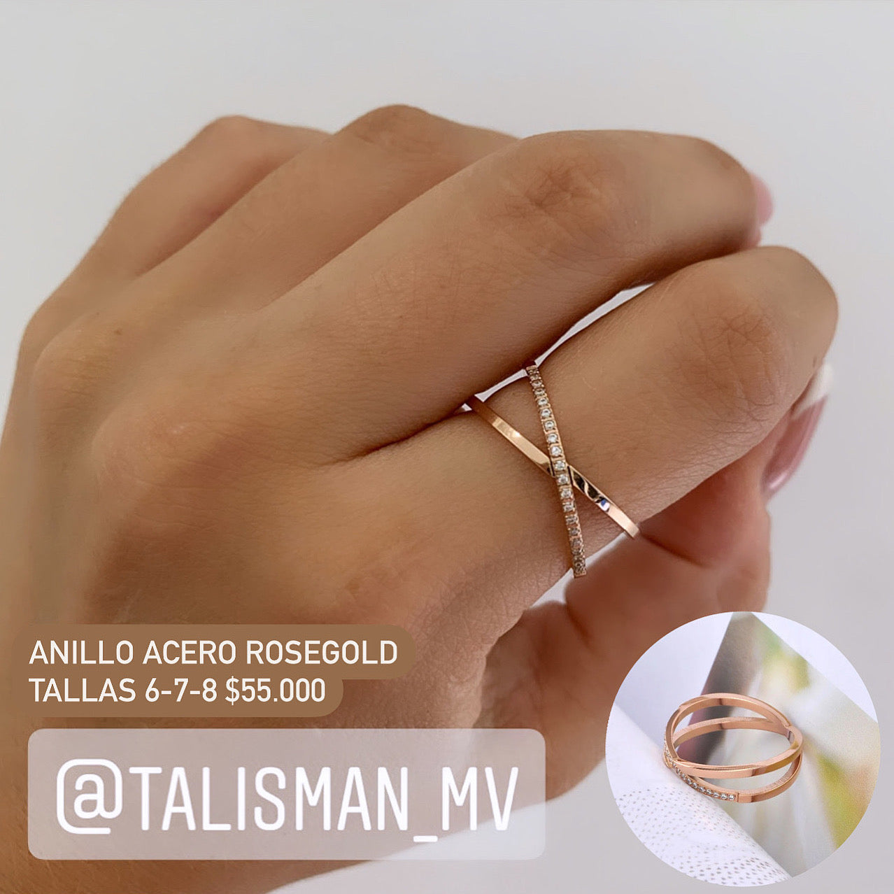 Anillo acero inoxidable rosegold