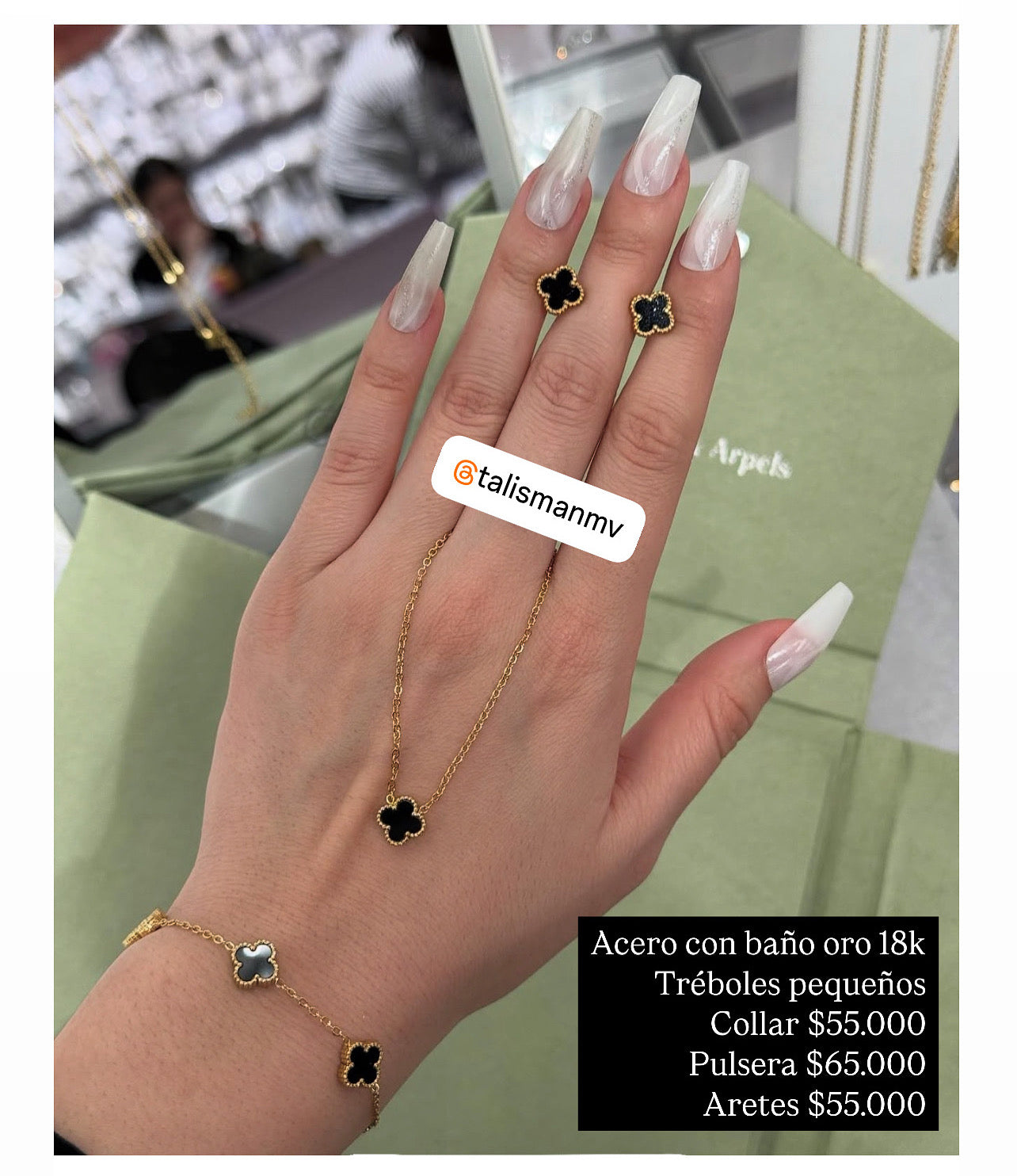 Acero con baño oro 18k • tréboles pequeños