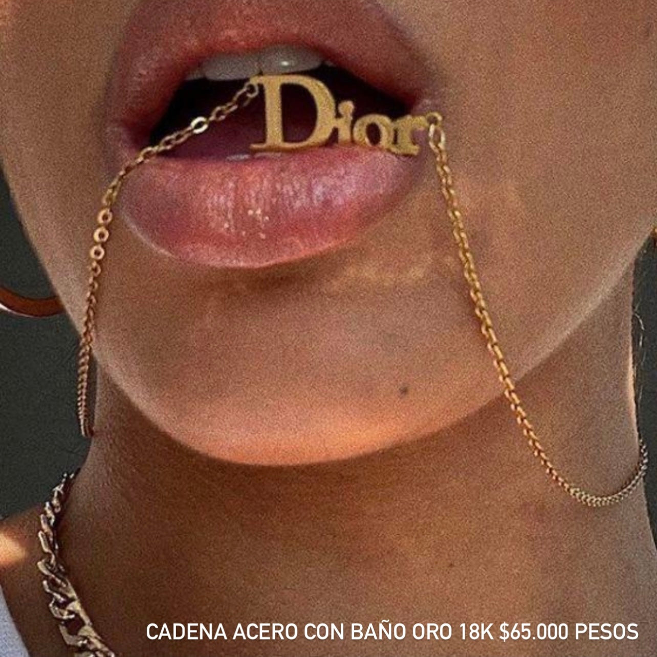 Cadena acero con baño oro 18k