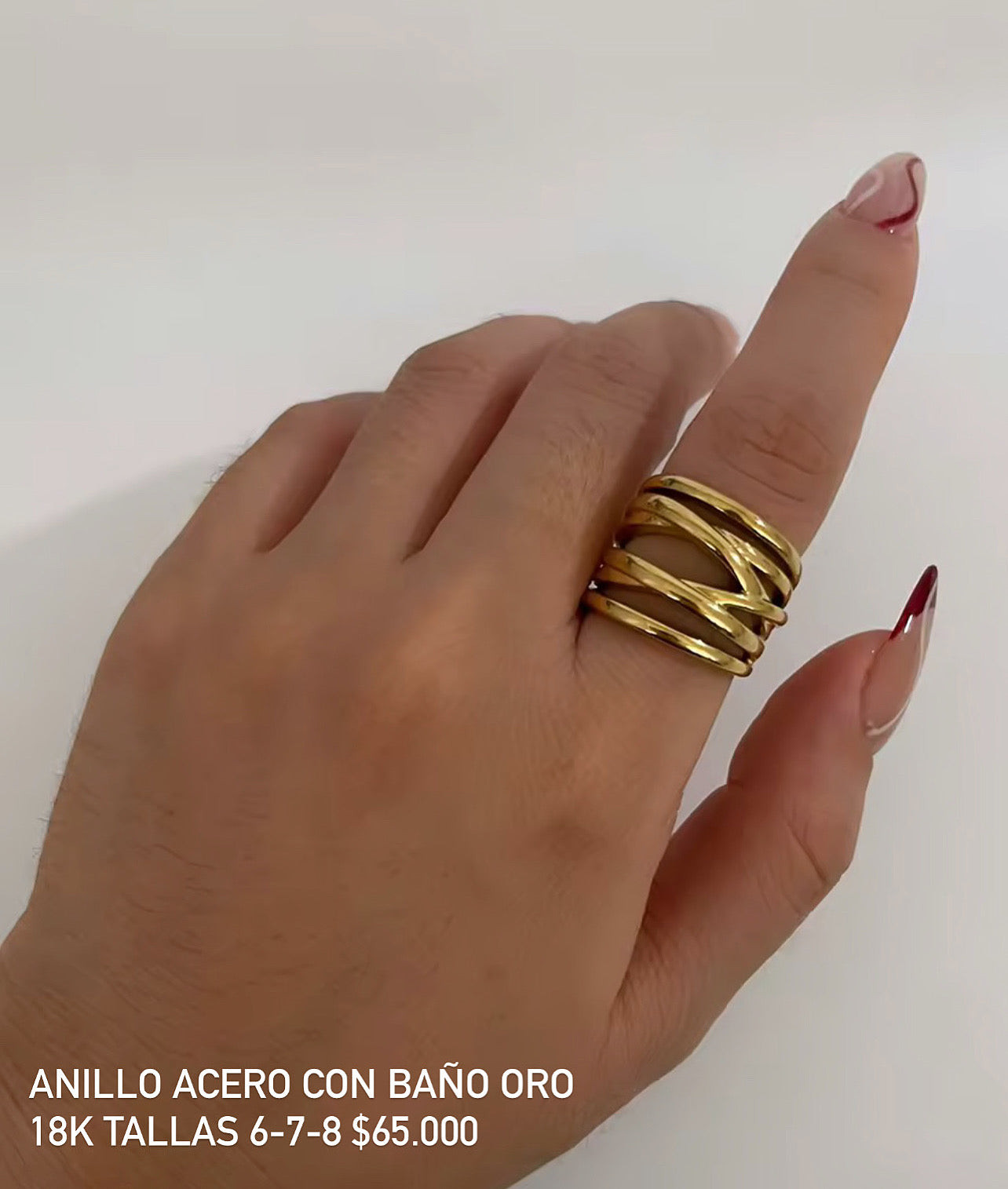 Anillo acero con baño oro 18k