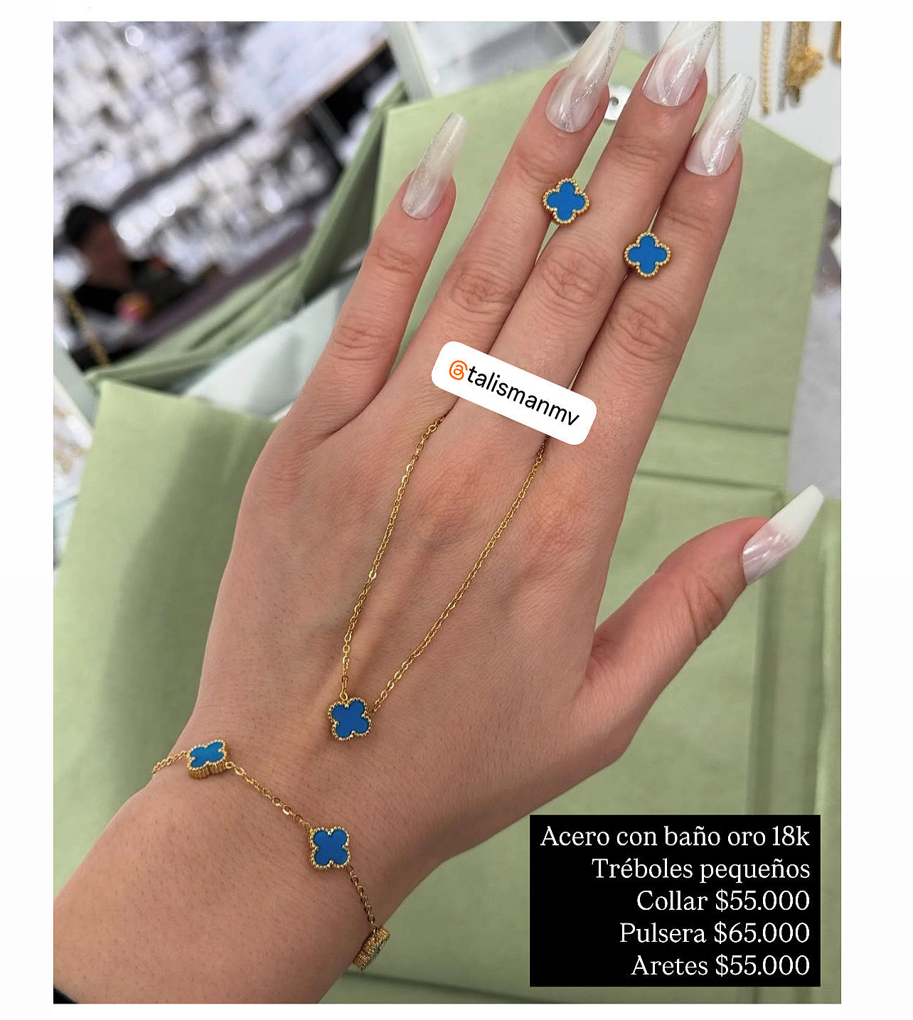 Acero con baño oro 18k • tréboles pequeños