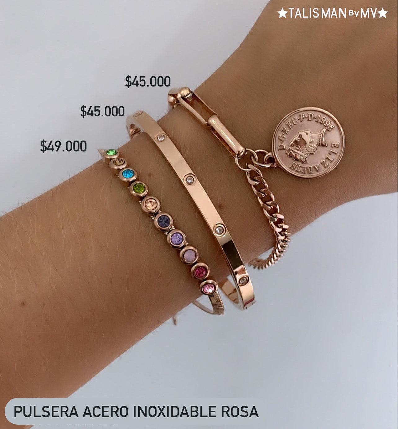 Brazalete acero inoxidable rosa