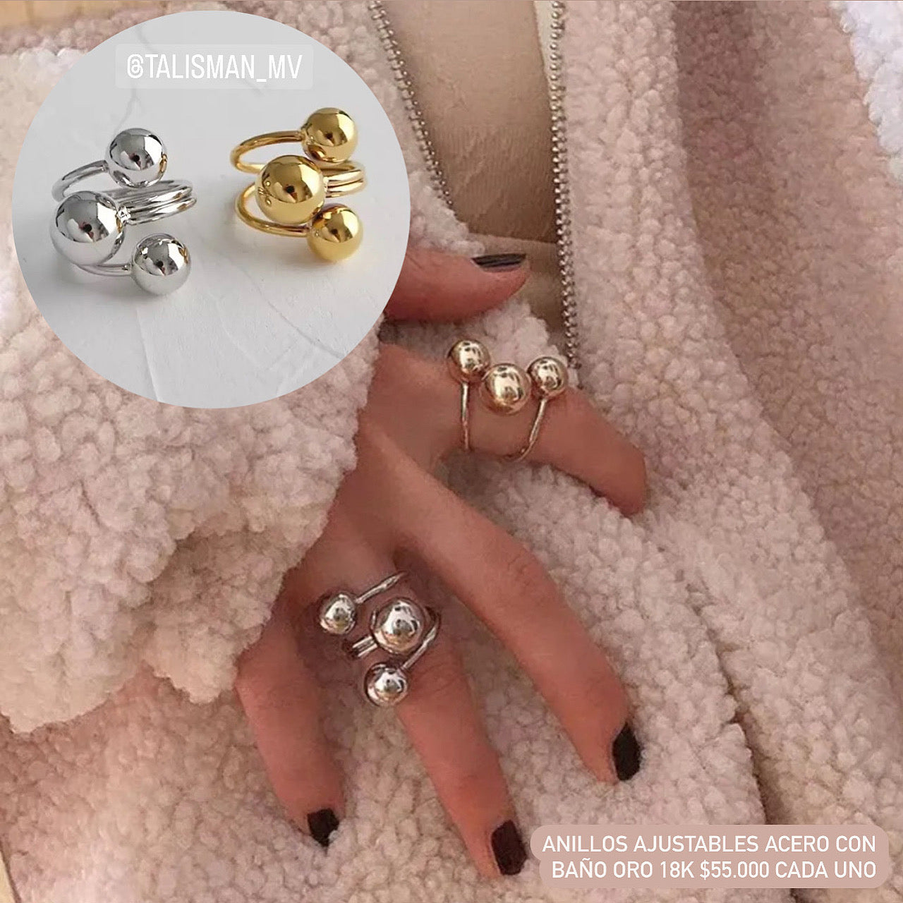 Anillo acero con baño oro 18k