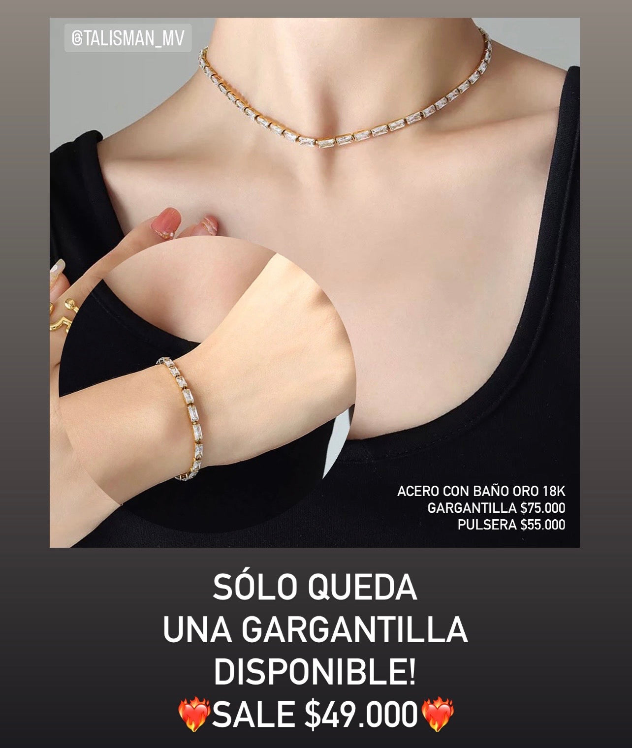 Gargantilla acero con baño oro 18k