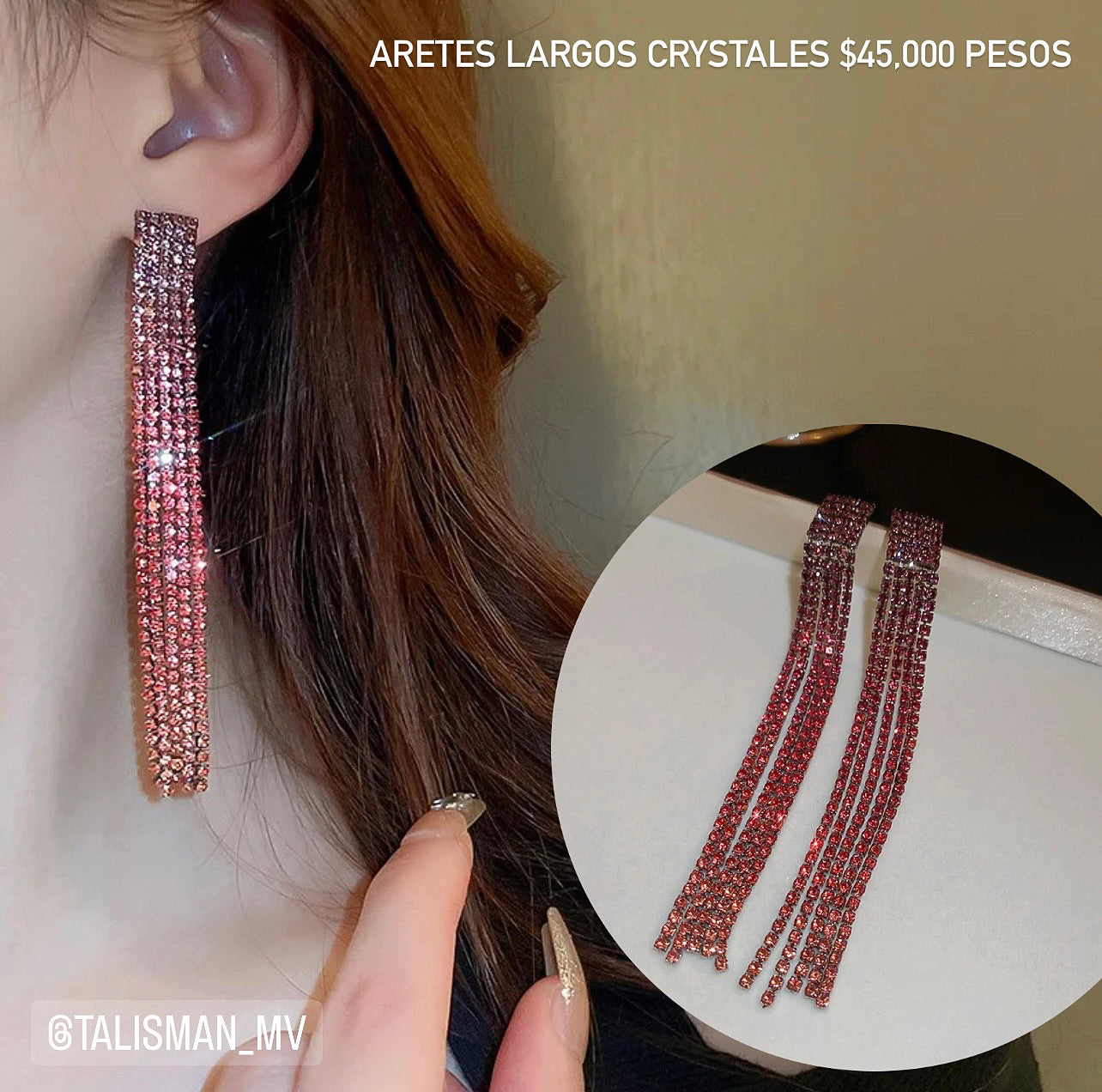Aretes largos cristales
