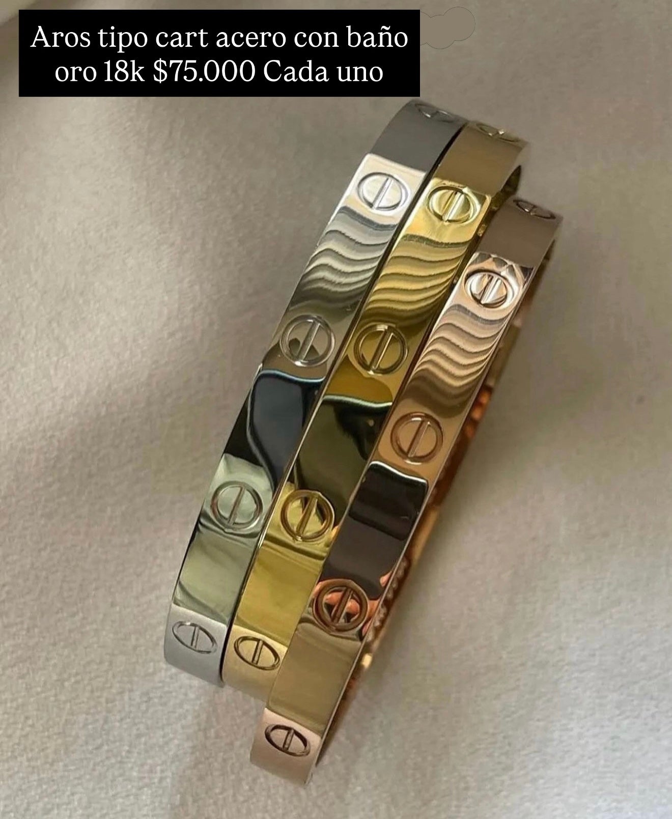 Pulsera acero con baño oro 18k