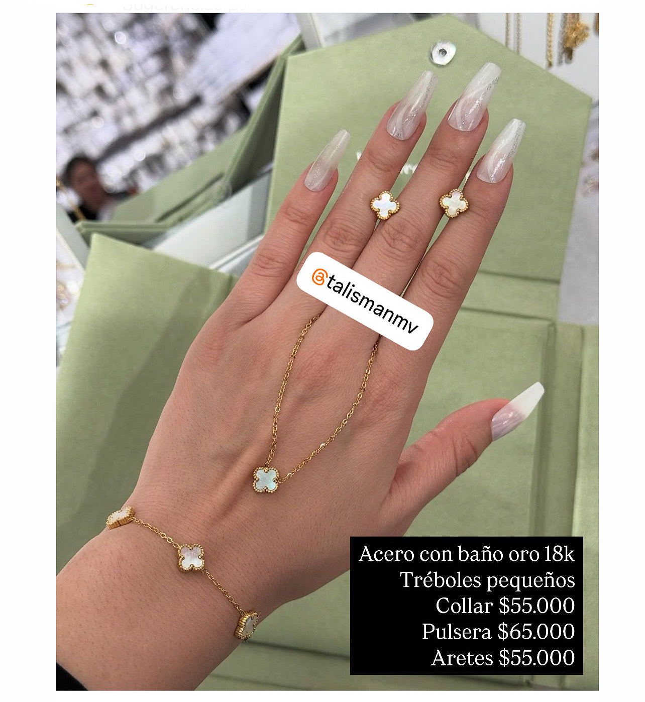 Acero con baño oro 18k • tréboles pequeños