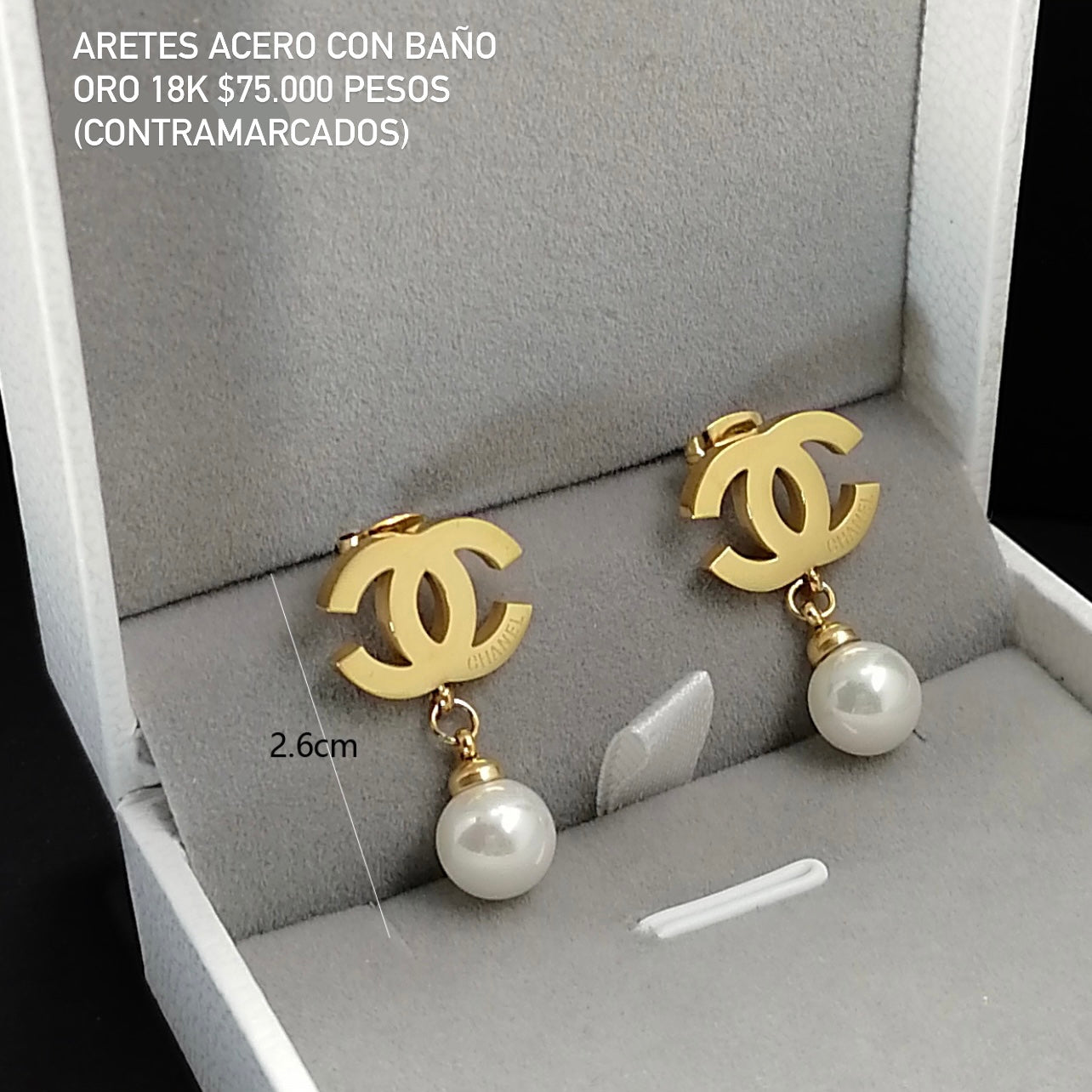 Aretes acero con baño oro 18k