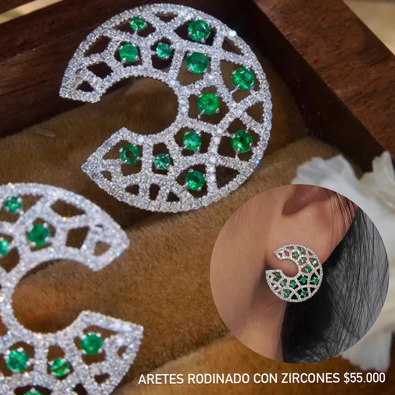 Aretes rodinados con zircones