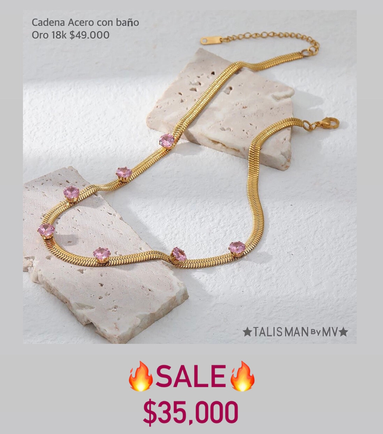 Collar acero con baño oro 18k