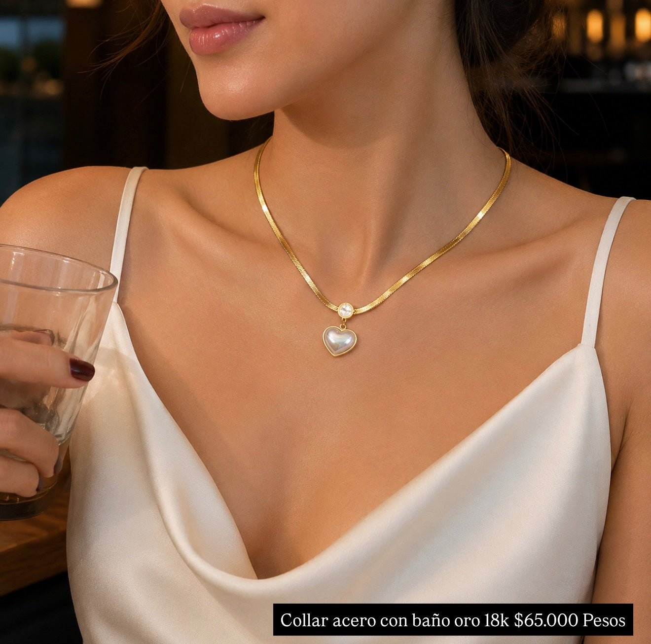 Collar acero con baño oro 18k