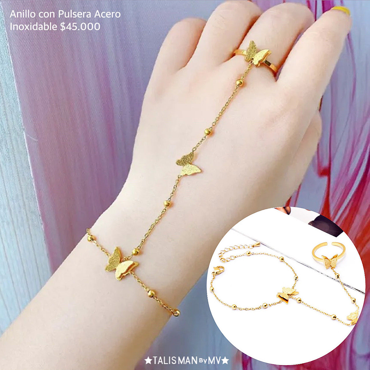 Anillo con pulsera acero inoxidable