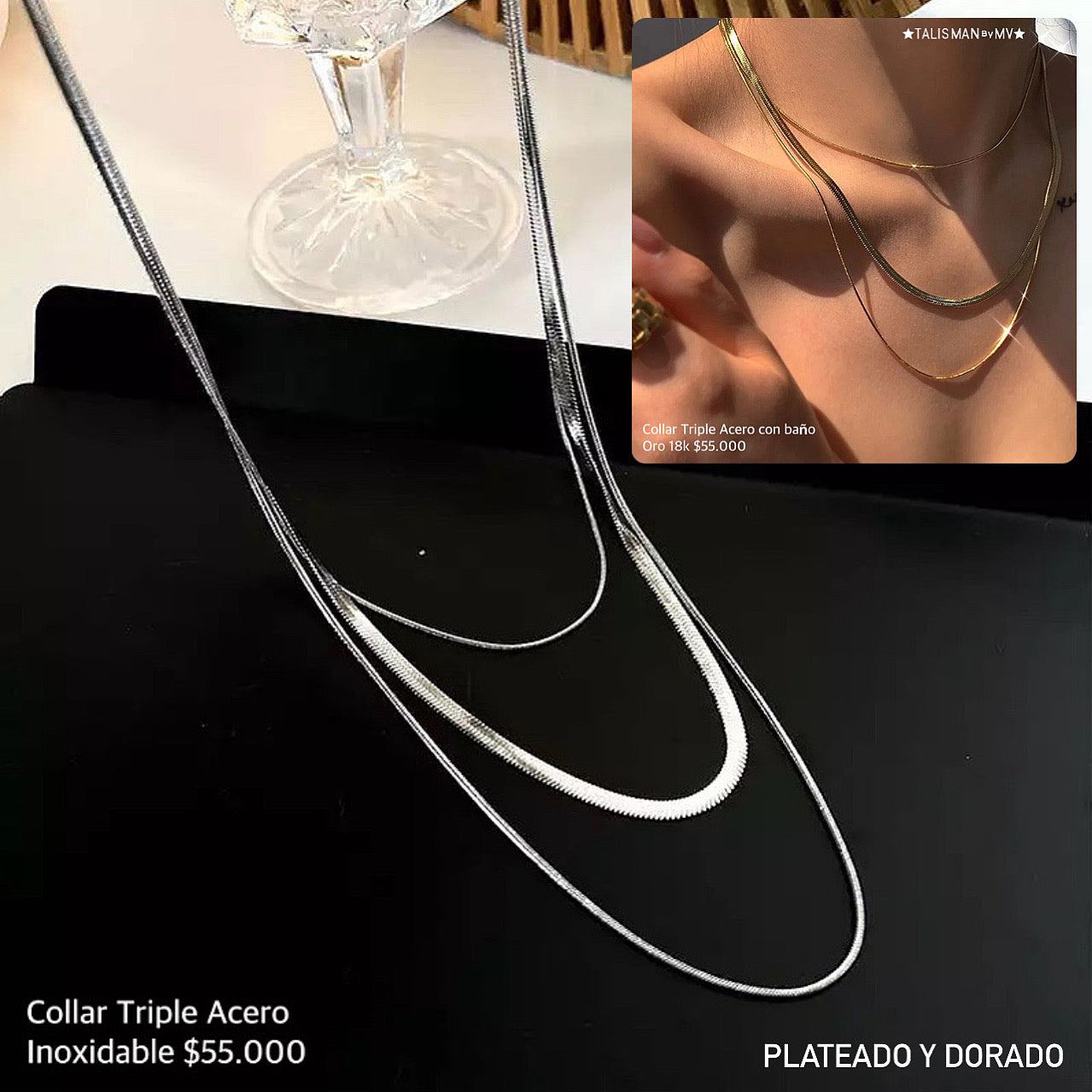 Cadena triple acero inoxidable