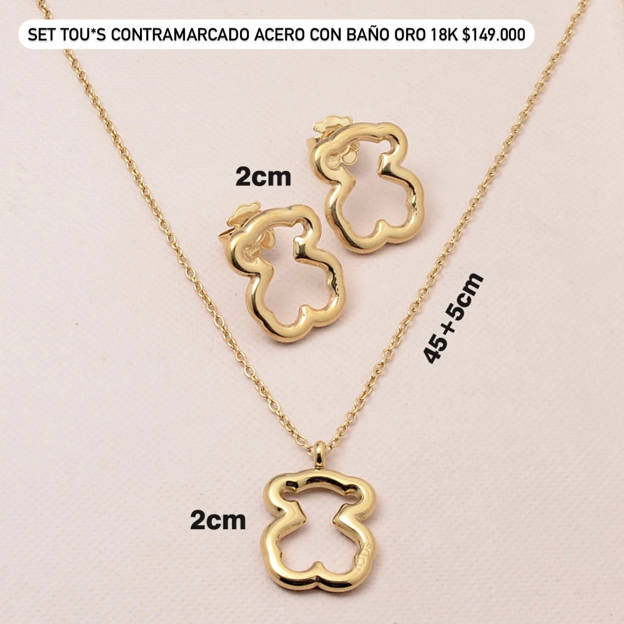 Set contramarcado acero con baño oro 18k