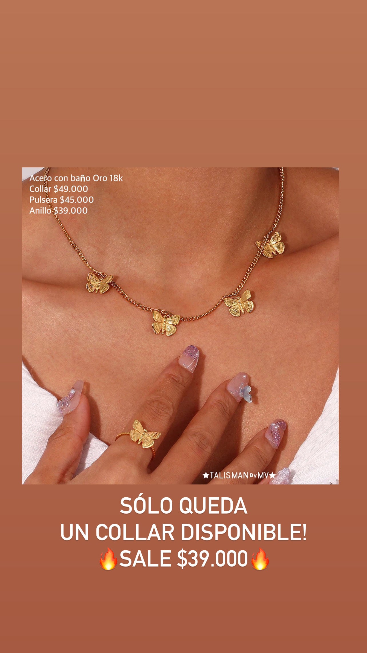 Collar acero con baño oro 18k