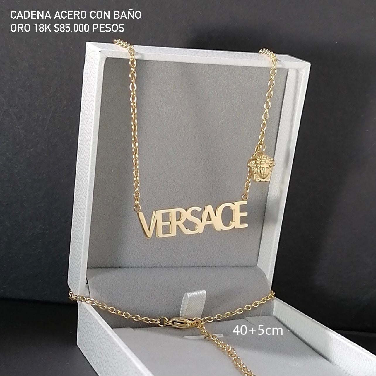 Cadena acero con baño oro 18k