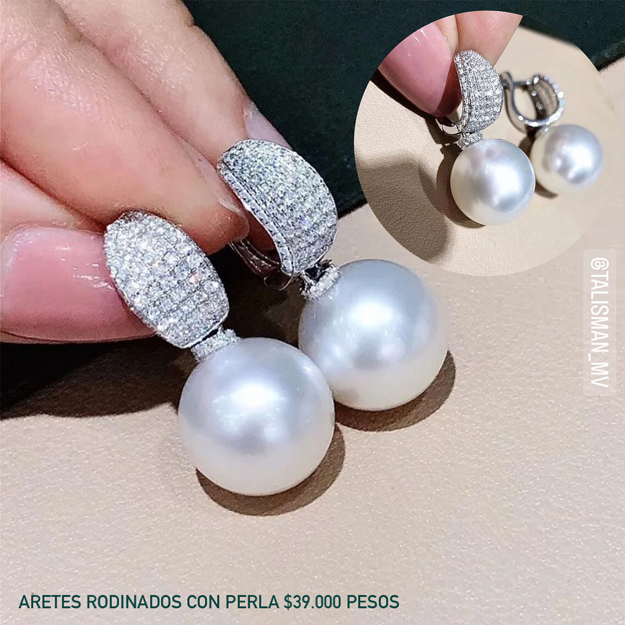 Aretes rodinados con perla