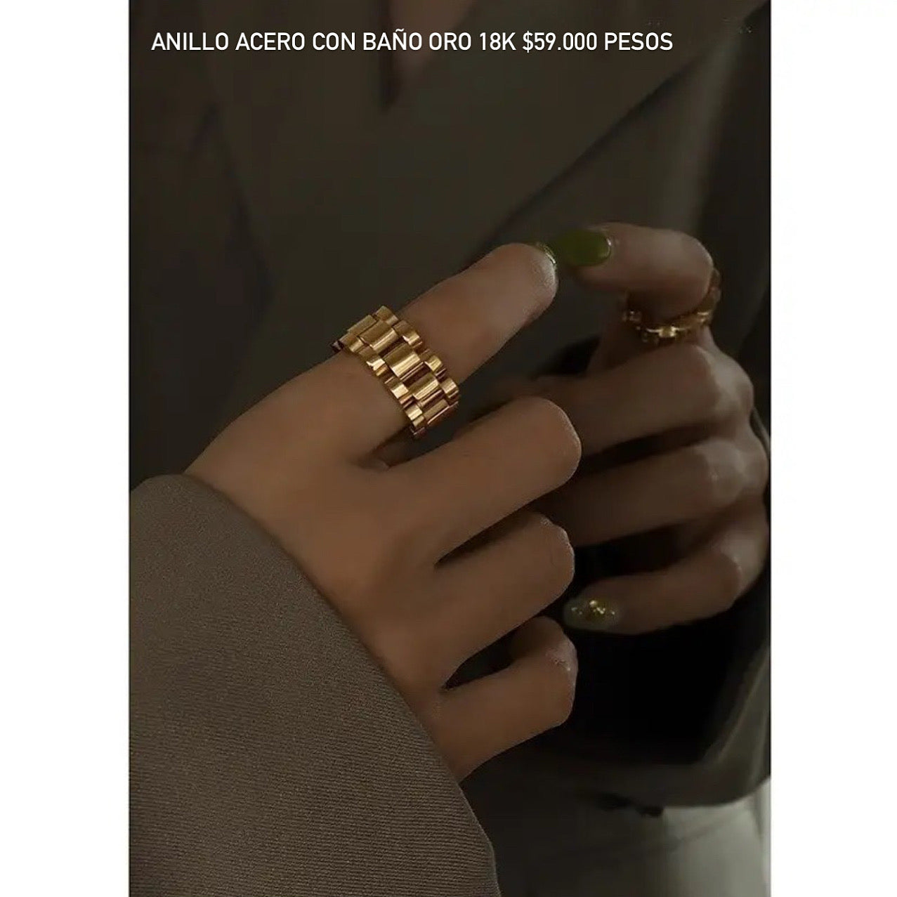 Anillo acero con baño oro 18k