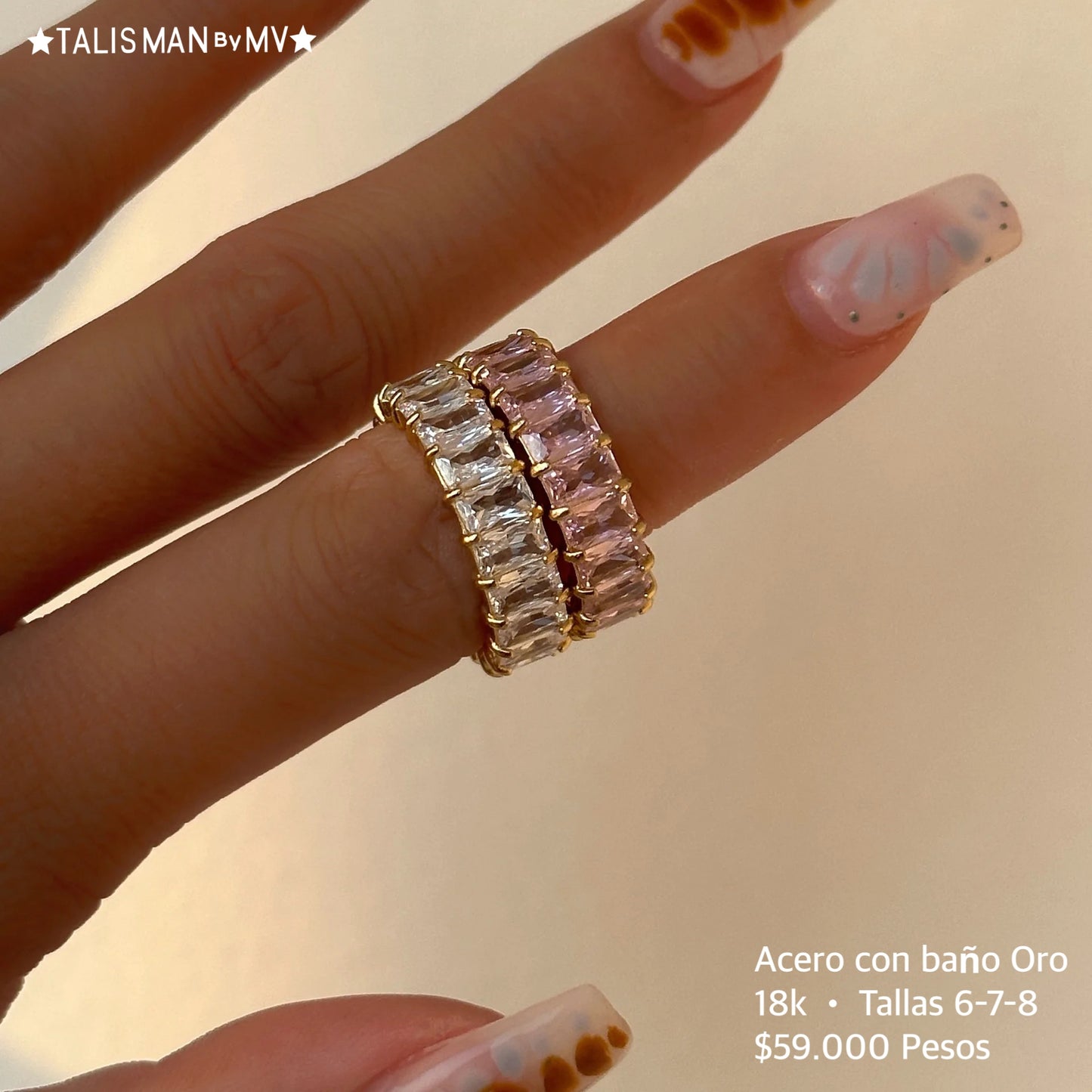 Anillo acero con baño oro 18k