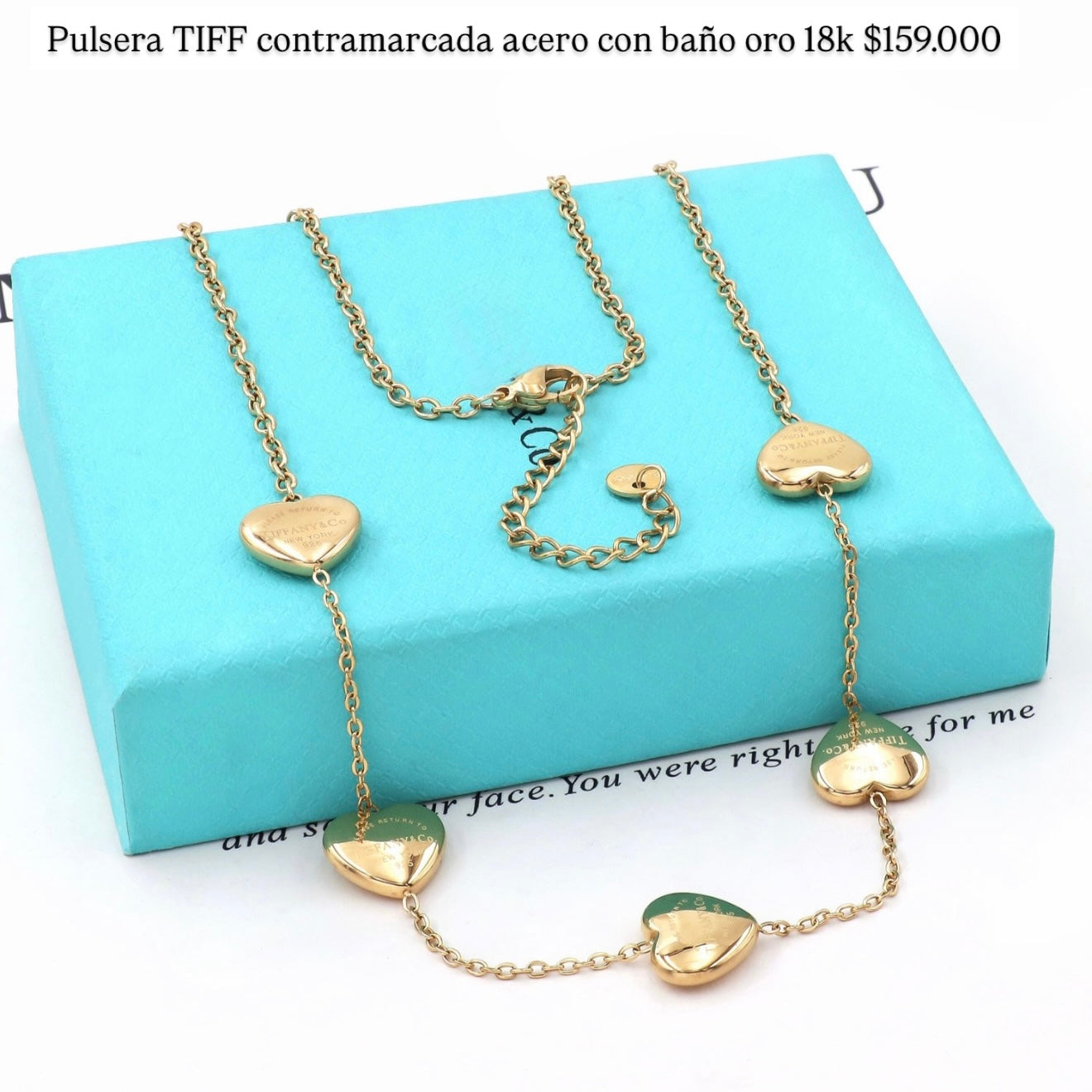 Collar TIFF contramarcado acero con baño oro 18k