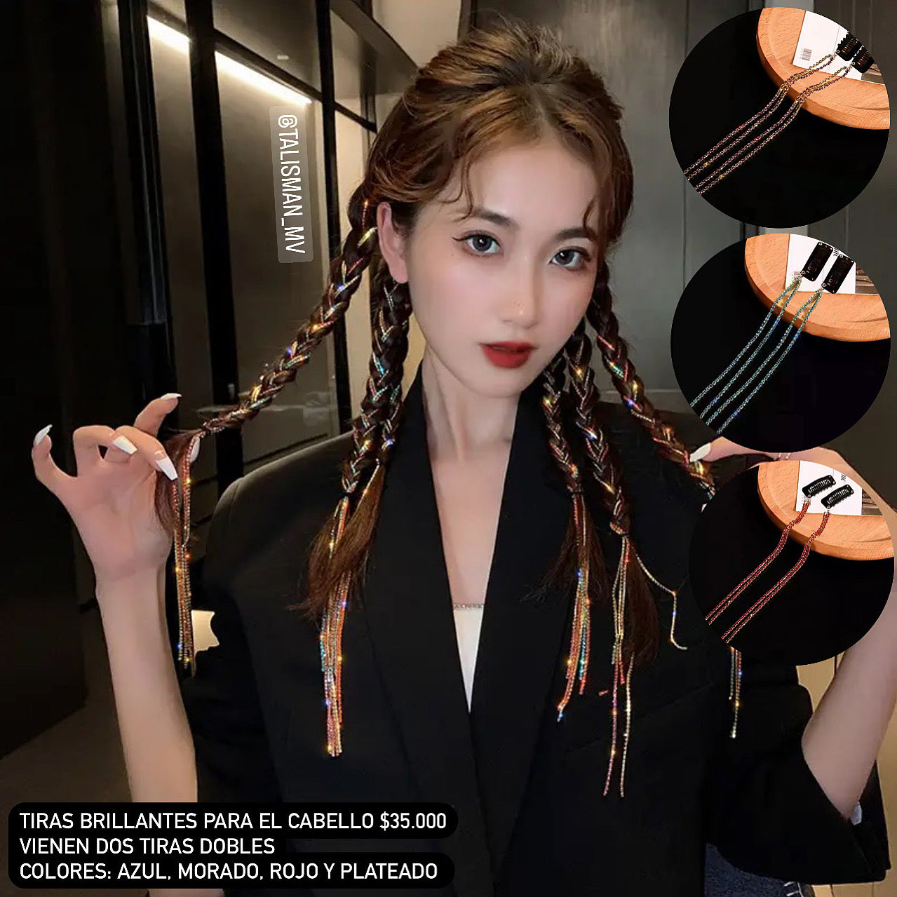 Tiras crystales para peinados