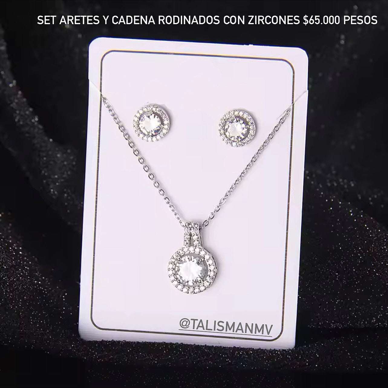 Set collar y aretes rodinados con zircones