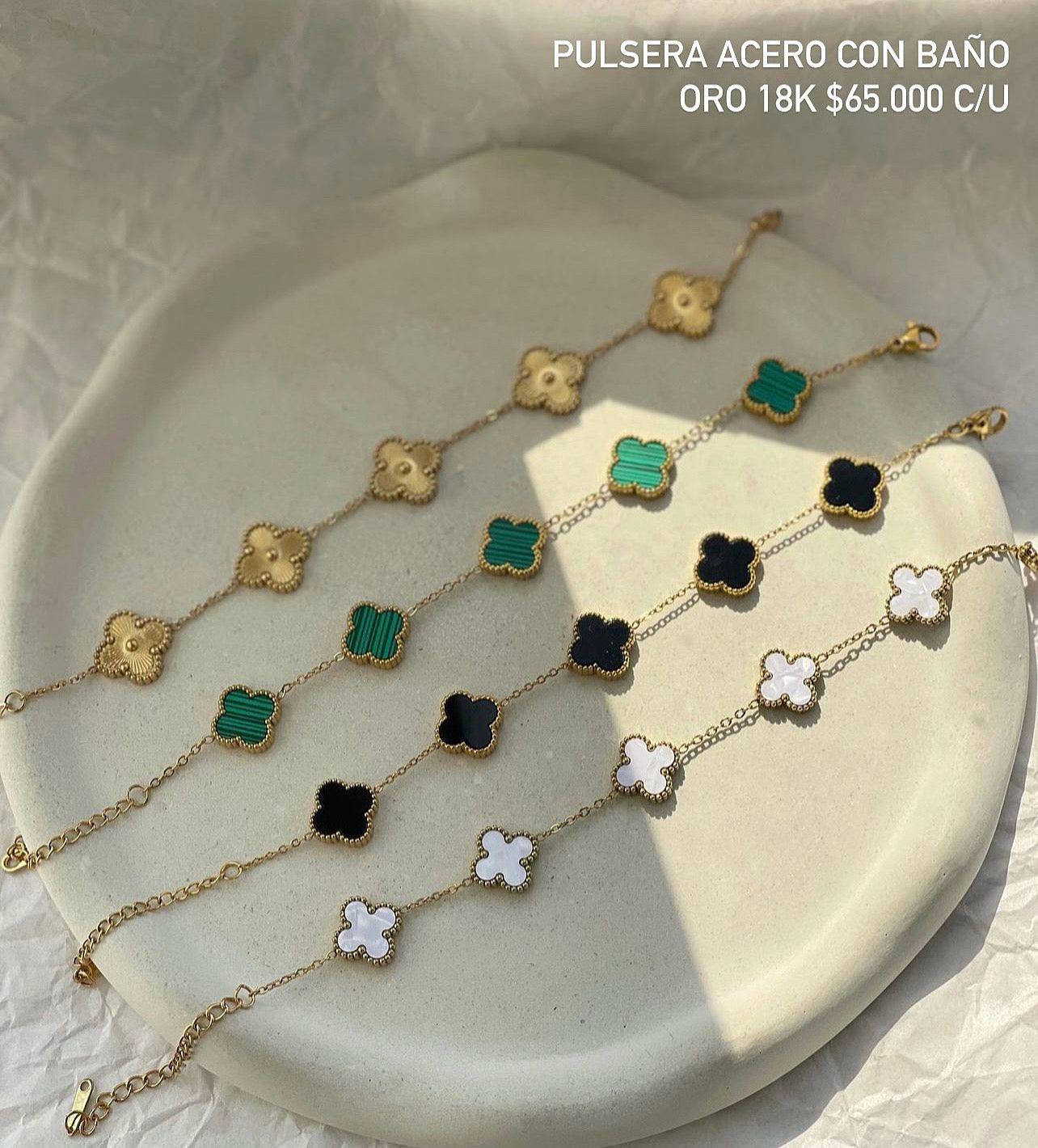 Pulsera acero con baño oro 18k