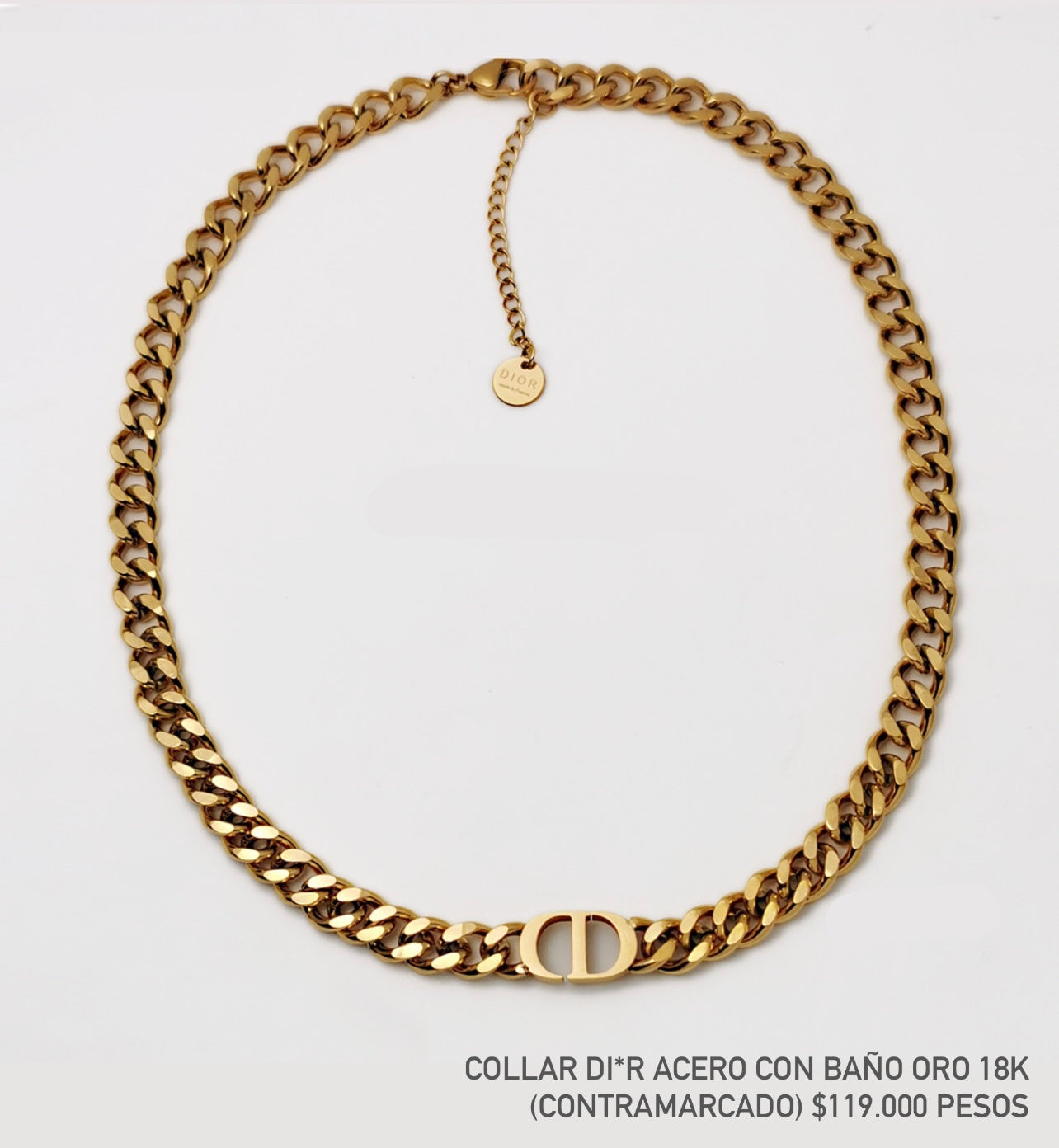 Collar acero con baño oro 18k