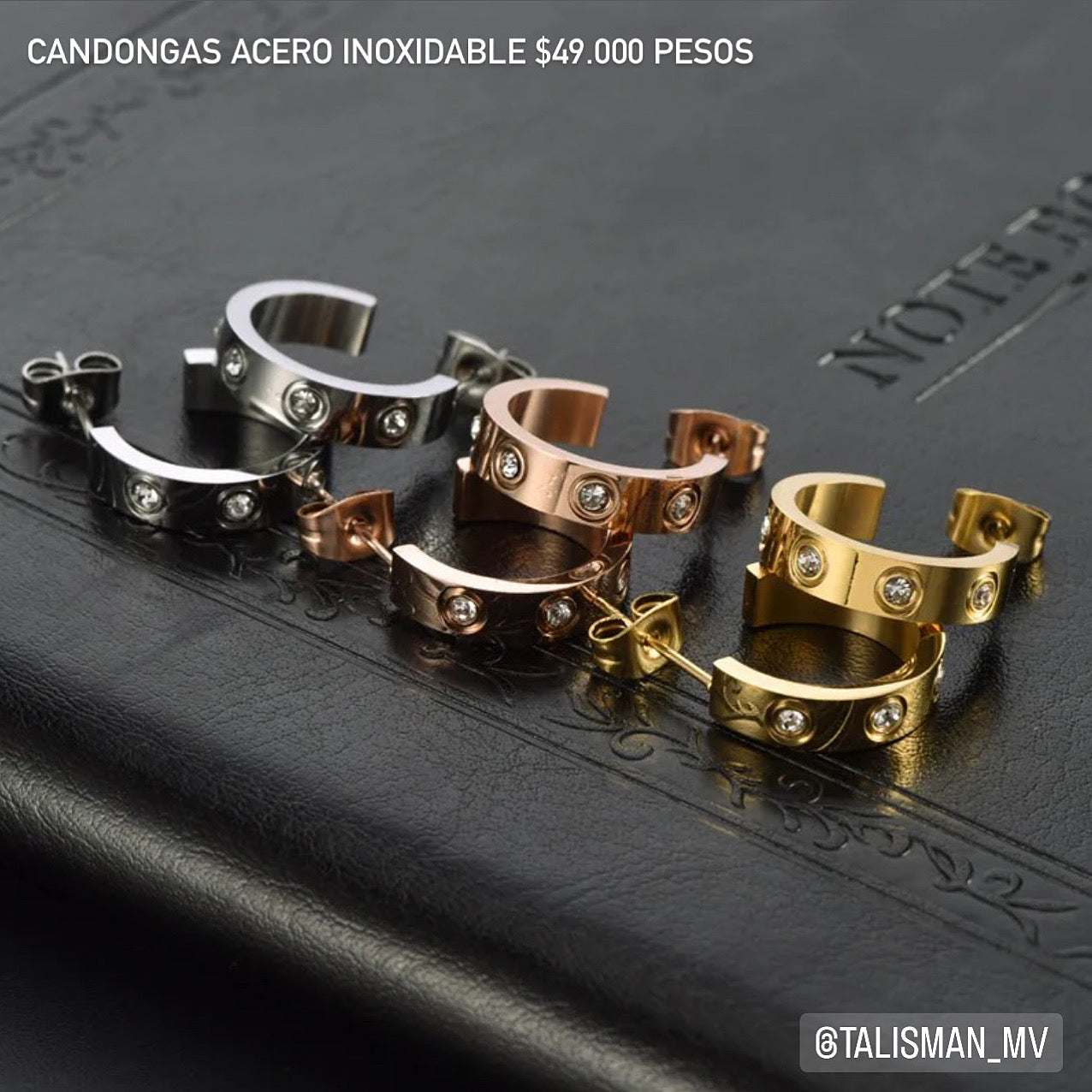 Candongas acero con baño oro 18k