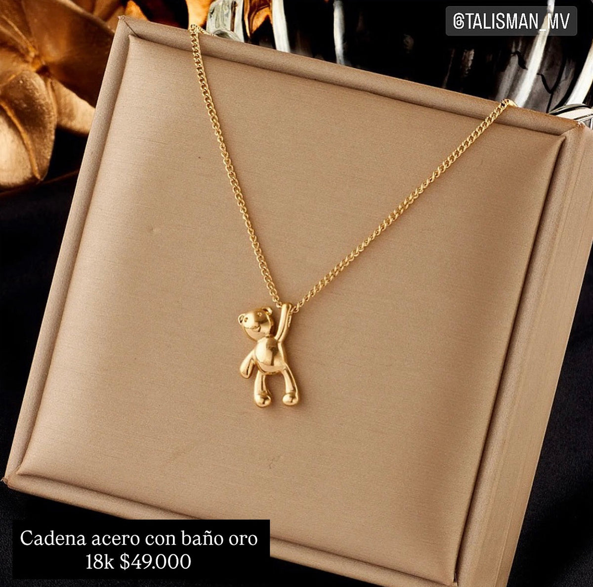 Cadena acero con baño oro 18k