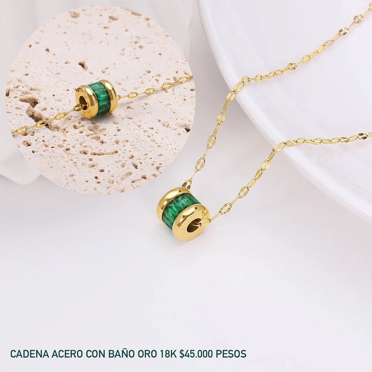 Cadena acero con baño oro 18k