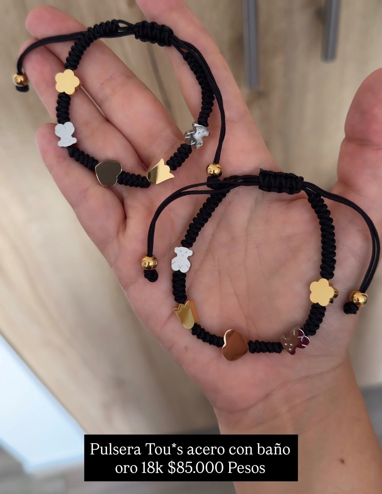 Pulsera acero con baño oro 18k