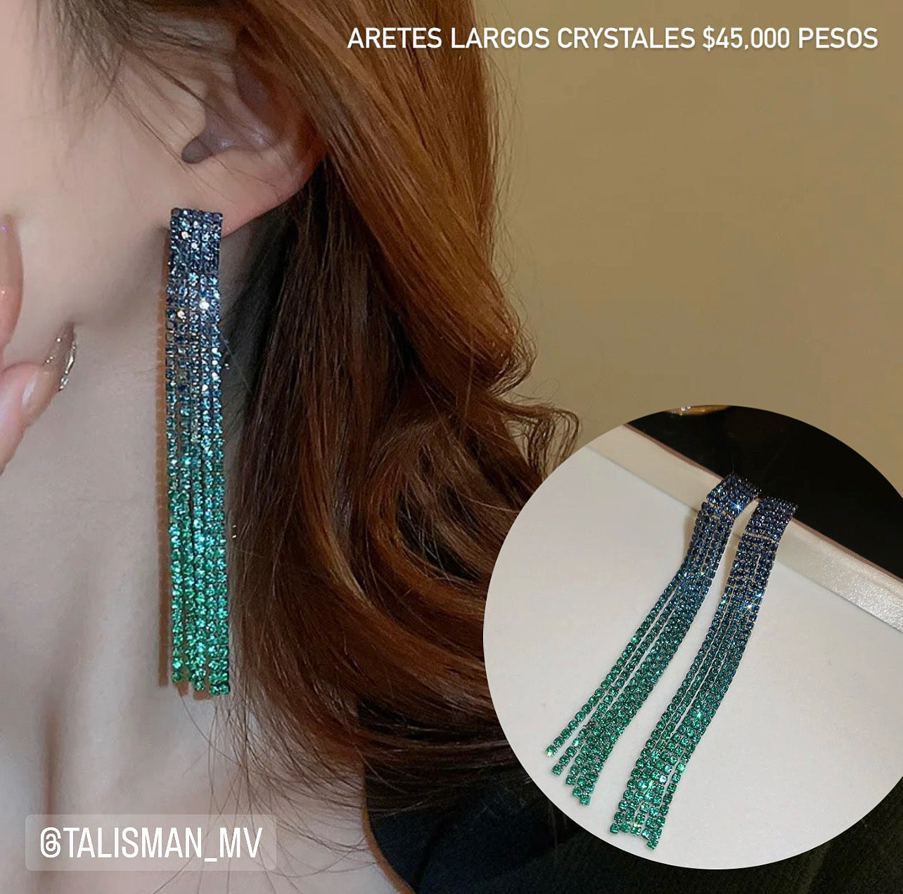 Aretes largos cristales