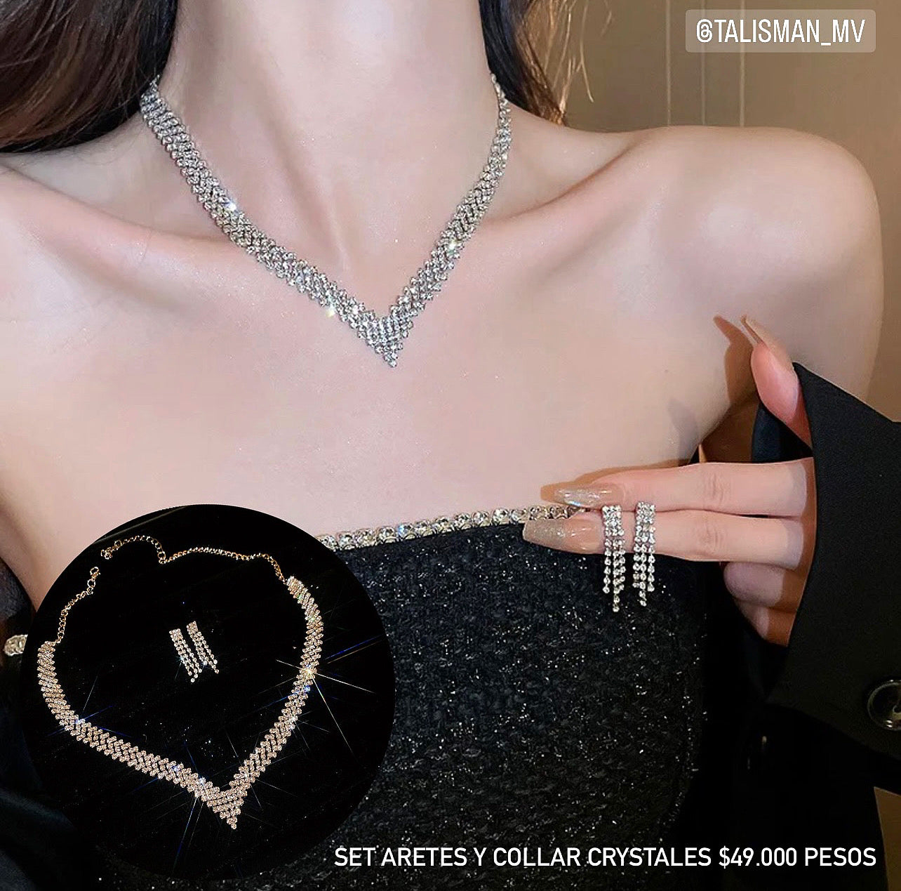 Set aretes y collar cristales
