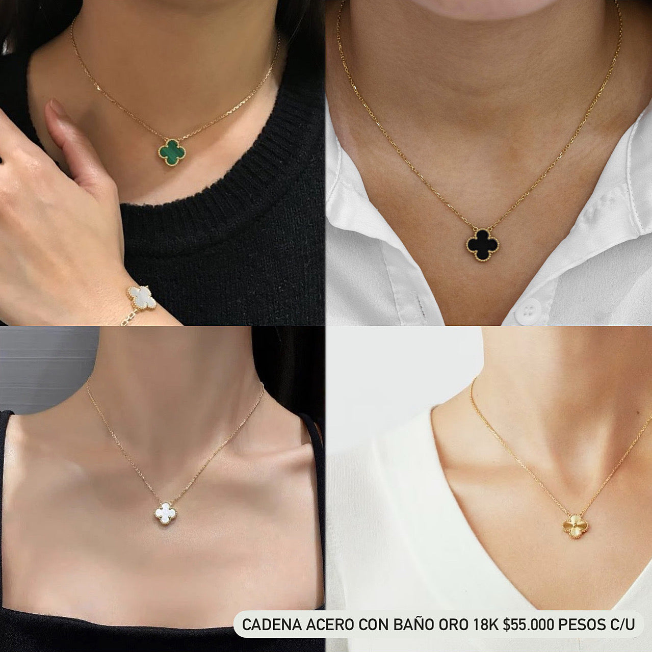 Collar acero con baño oro 18k