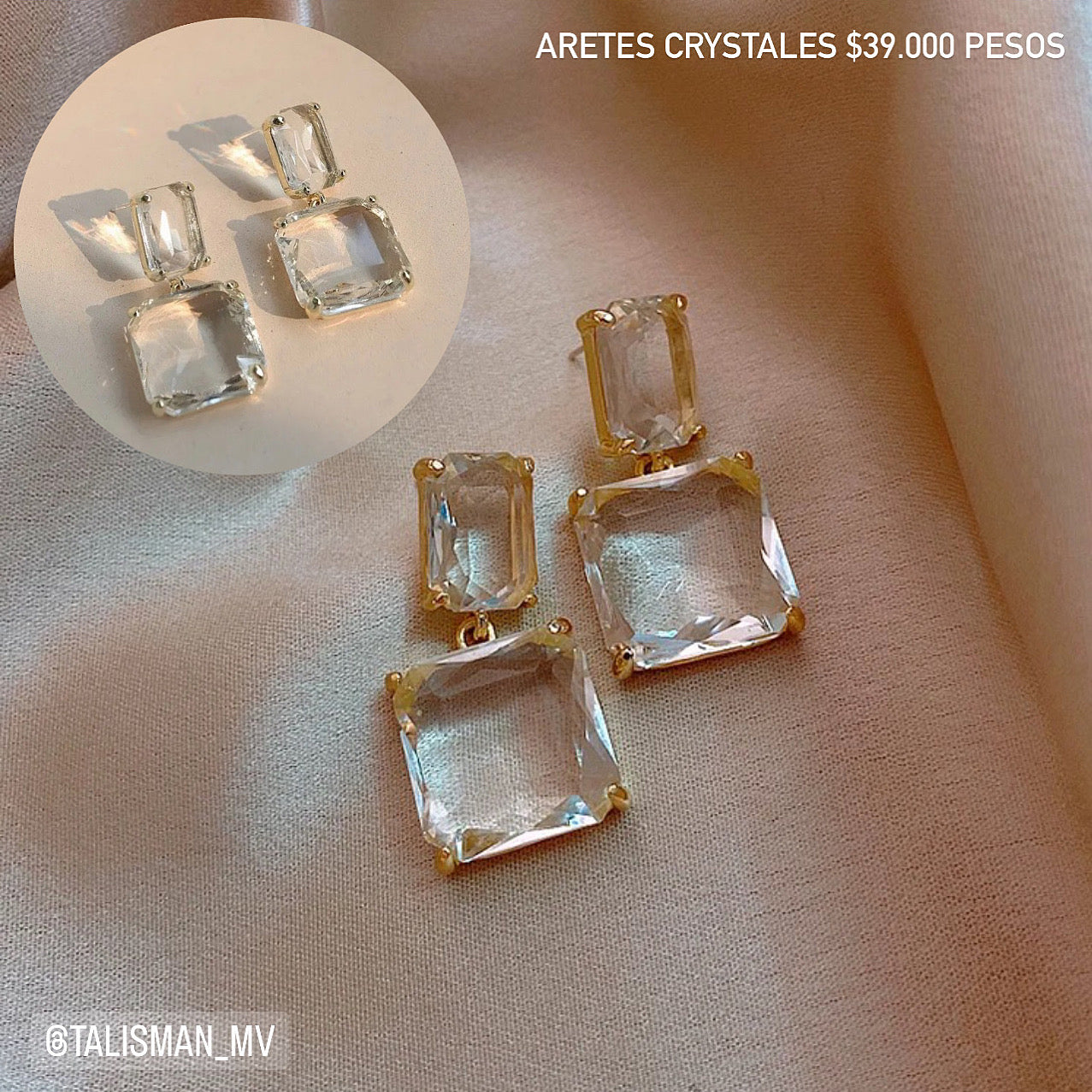 Aretes cuadros crystales