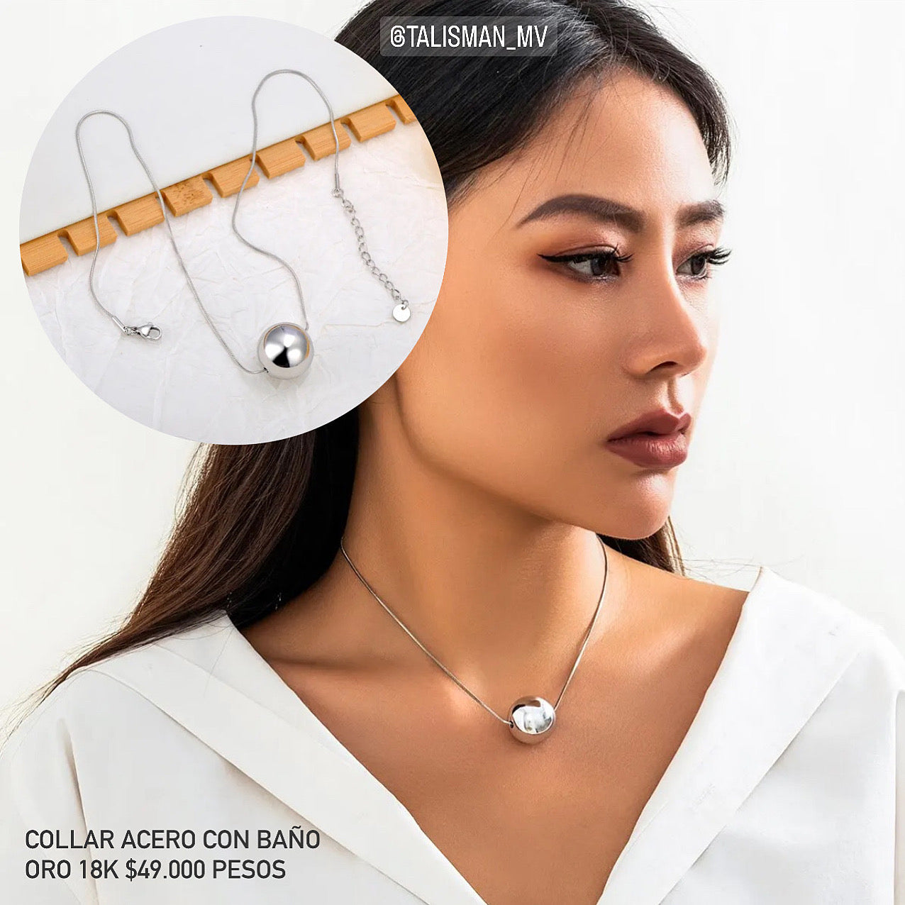 Collar acero con baño oro 18k