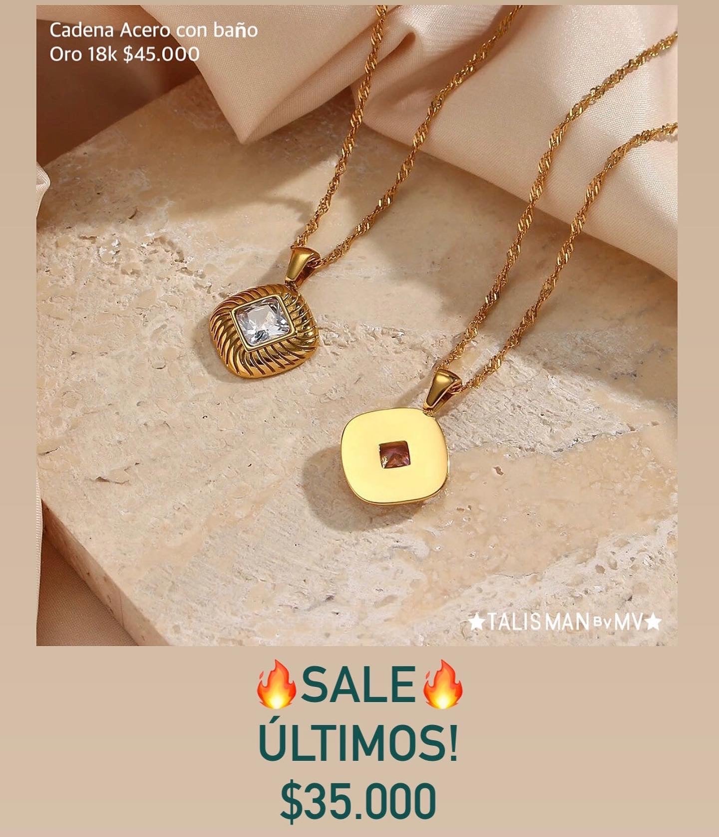Cadena acero con baño oro 18k