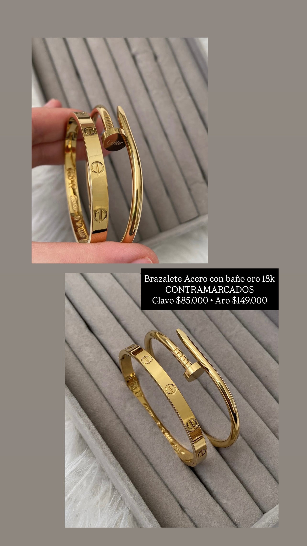 Pulsera acero con baño oro 18k (contramarcadas)