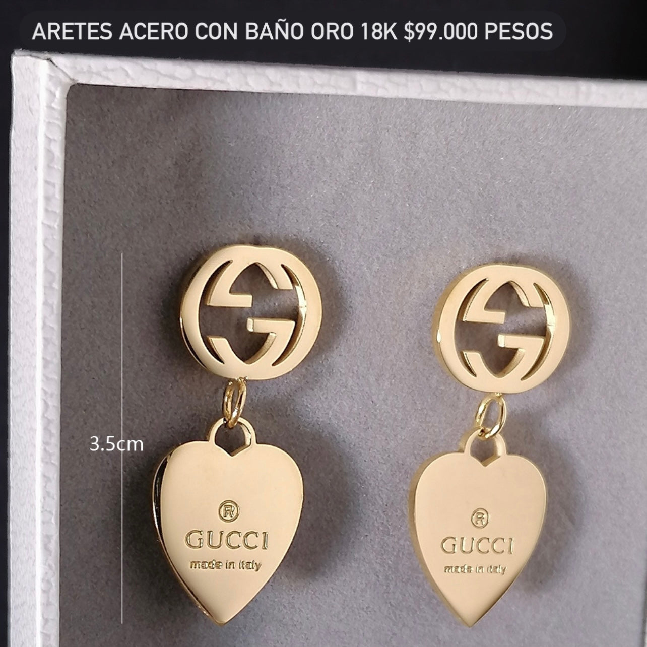 Aretes acero con baño oro 18k