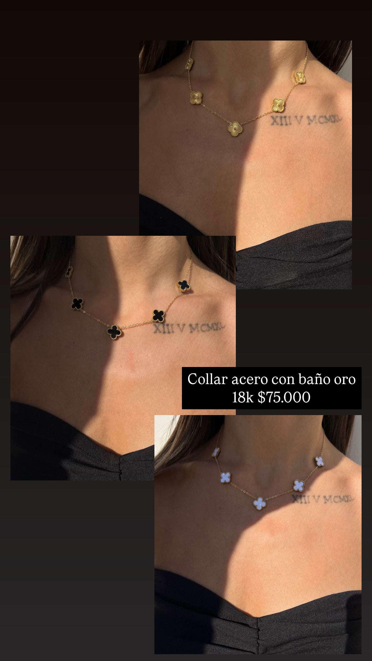 Collar acero con baño oro 18k