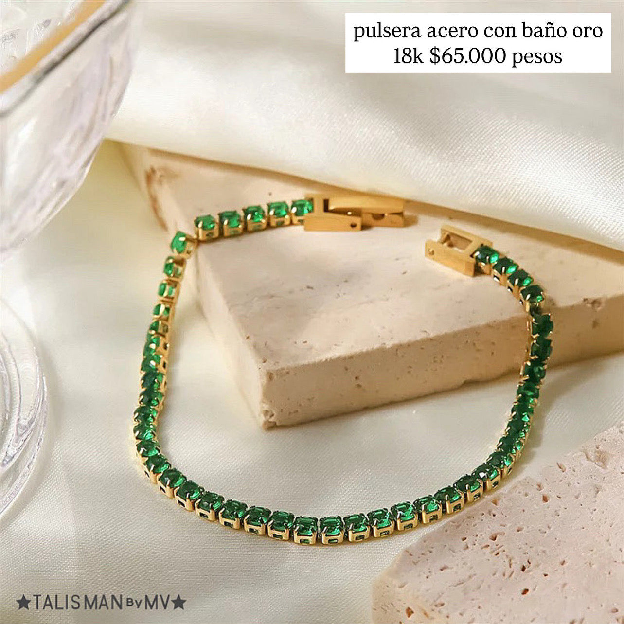 Pulsera acero con baño oro 18k