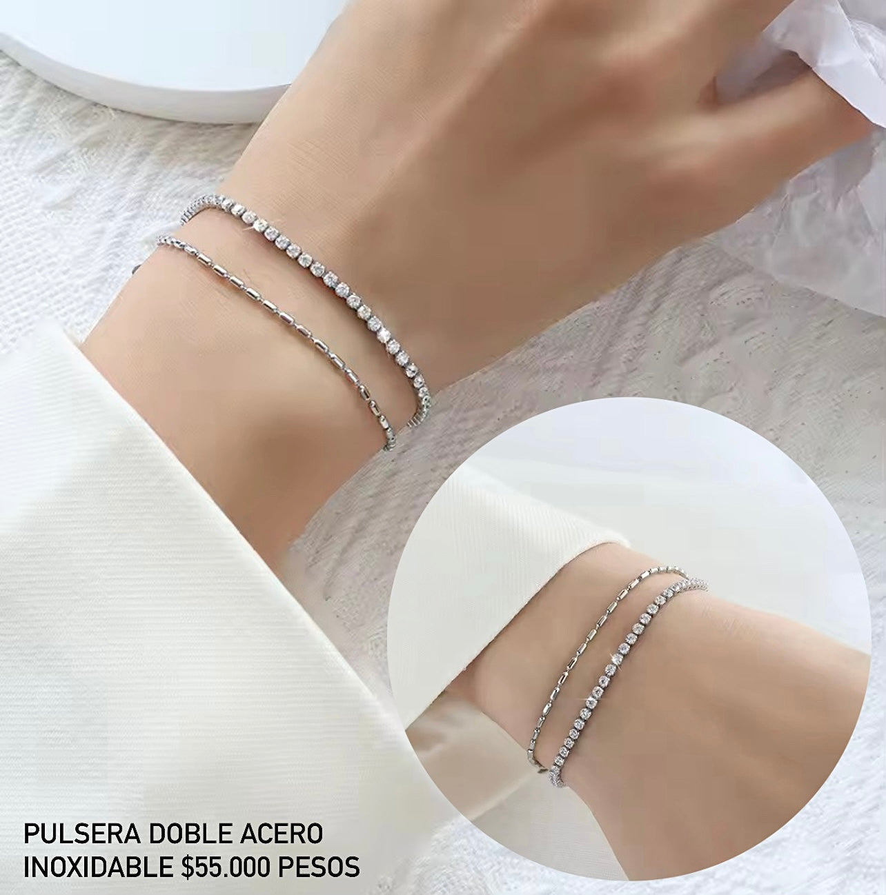 Pulsera doble acero inoxidable