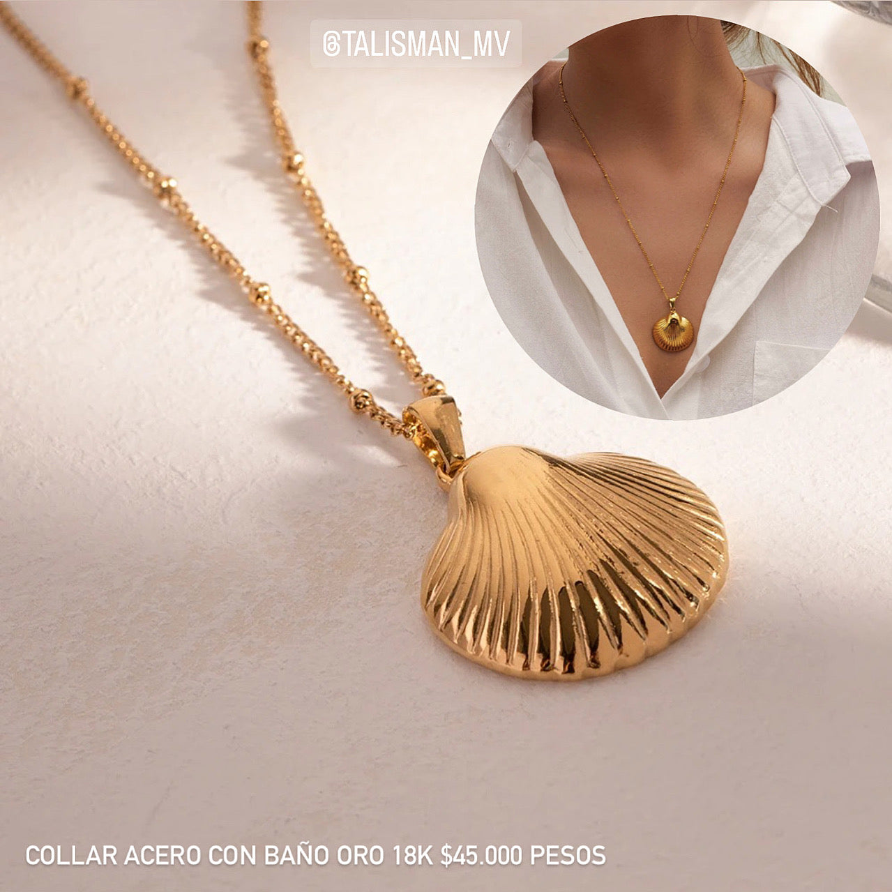 Cadena acero con baño oro 18k