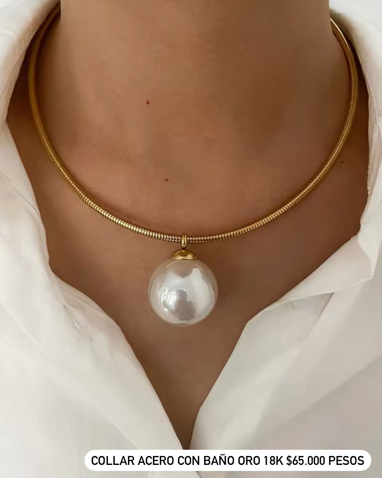 Collar acero con baño oro 18k