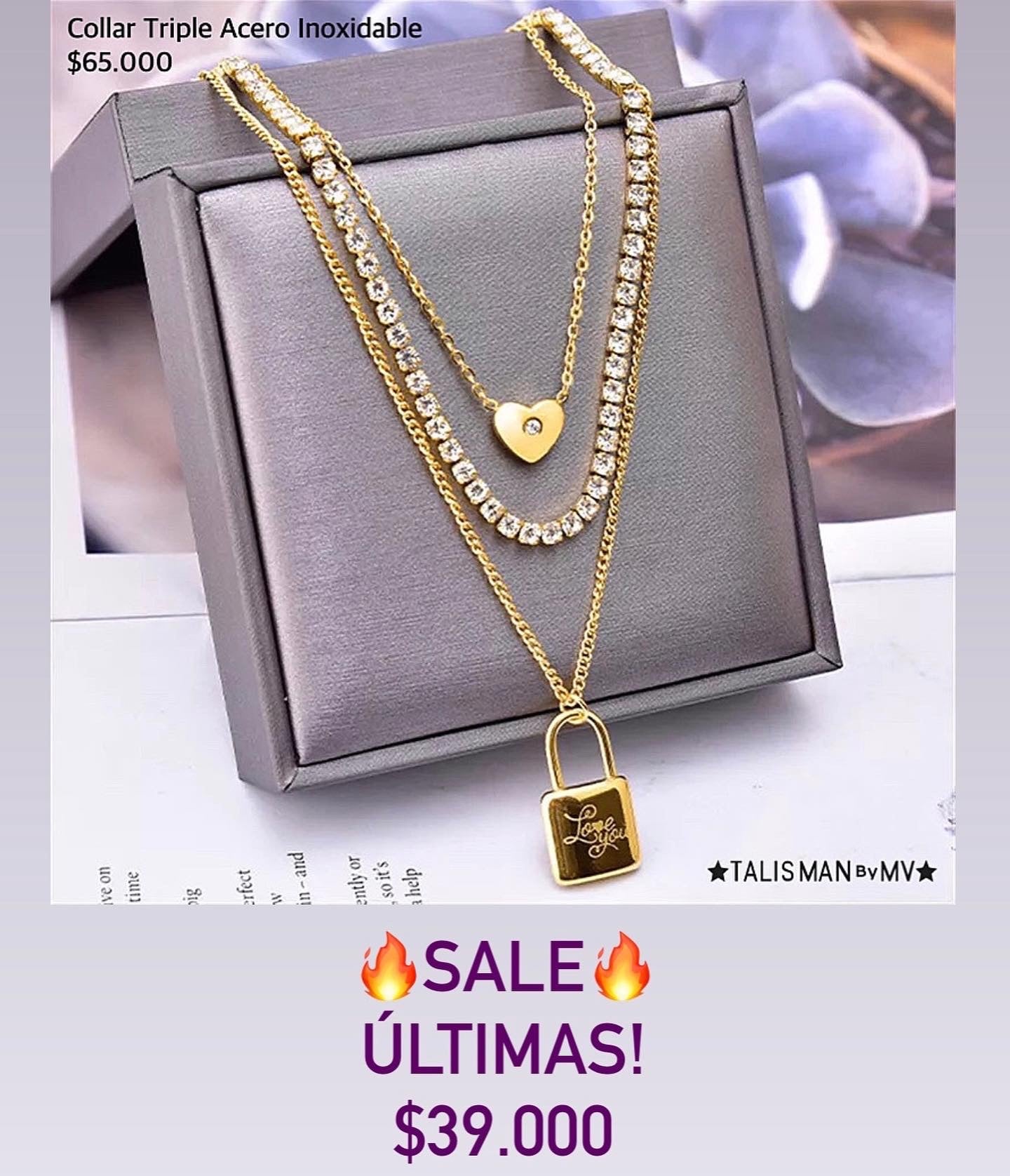 Collar triple acero inoxidable